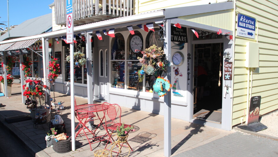 Quaint shops in Akaroa