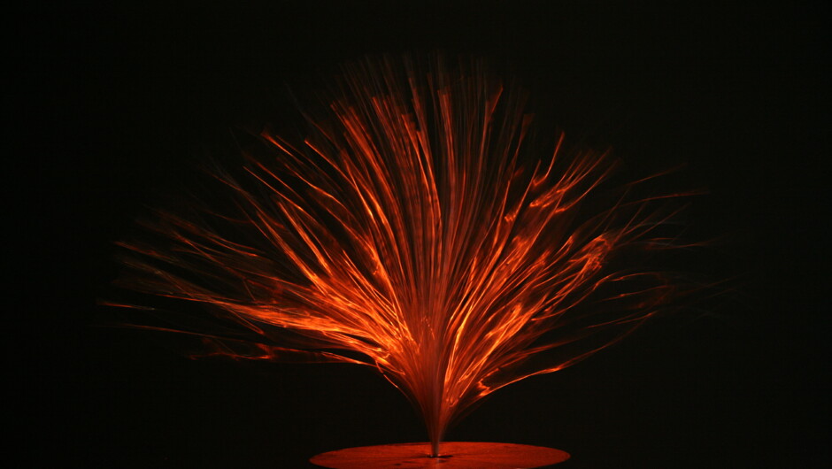 Len Lye's kinetic sculpture 'Fire Bush' 1961. Courtesy the Len Lye Foundation.