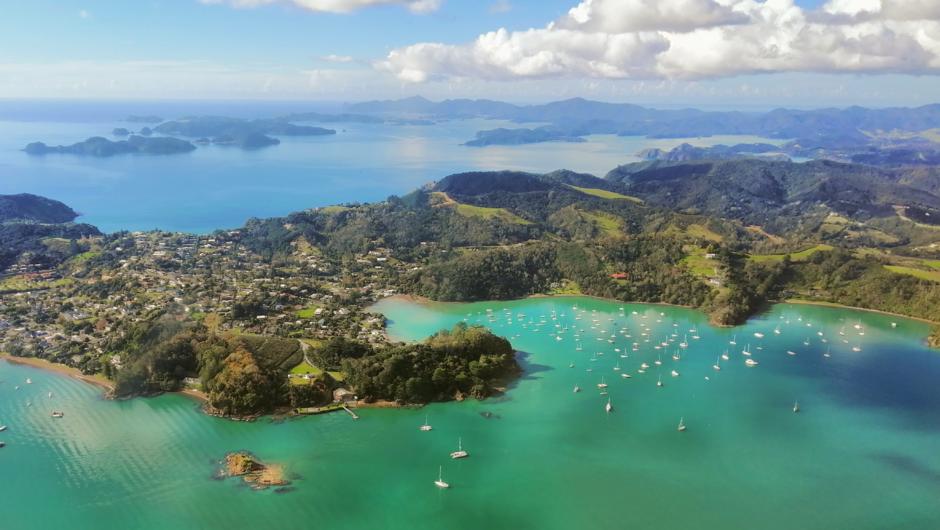 Bird&#039;s view of the Bay of Islands