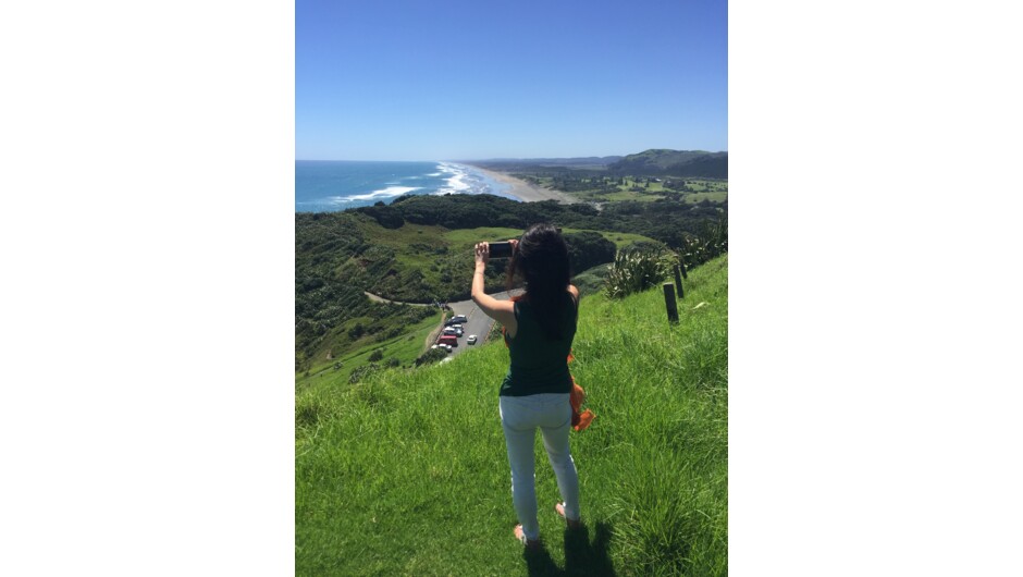 Client takes a photo looking North up the Coast