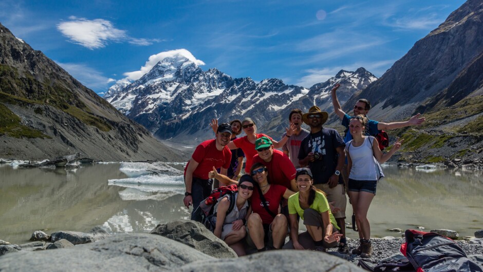 Hike the Hooker Valley track at the base of Mt Cook