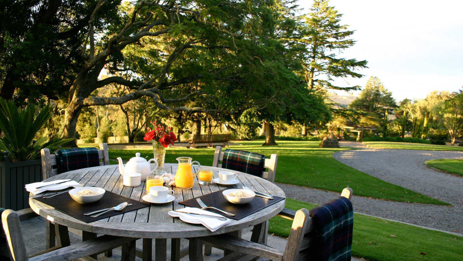 Take breakfast while overlooking the lovely garden