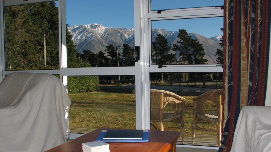 Window view of the mountains