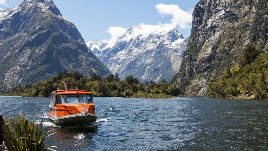 The water taxi will transport you to the Milford Track
