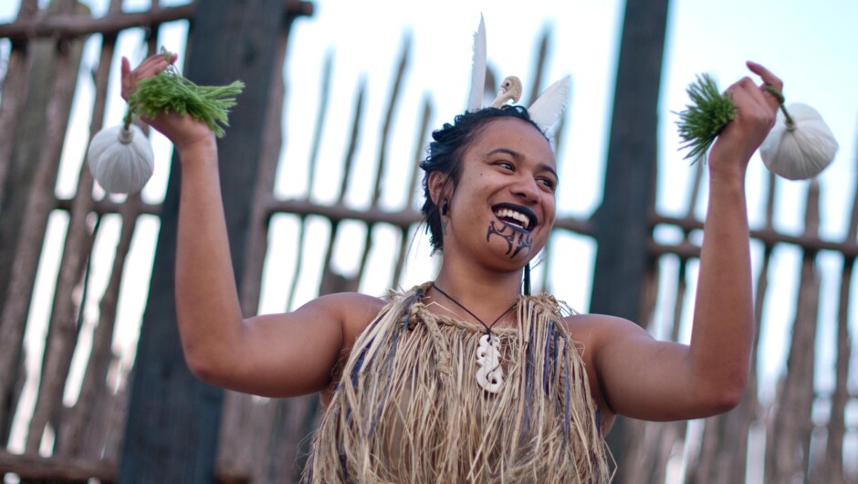 Maori cultural concert performed in the Te Hana Te Ao Marama traditional Maori village