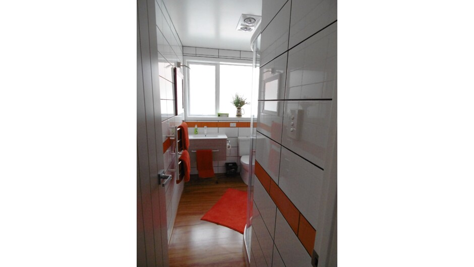 Shared bathroom with shower & toilet