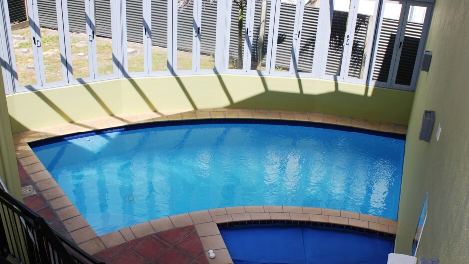 Indoor heated swimming pool and jacuzzi.