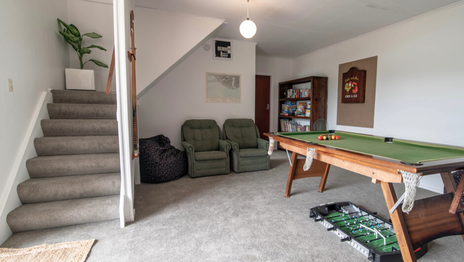 Downstairs lounge, games and TV room