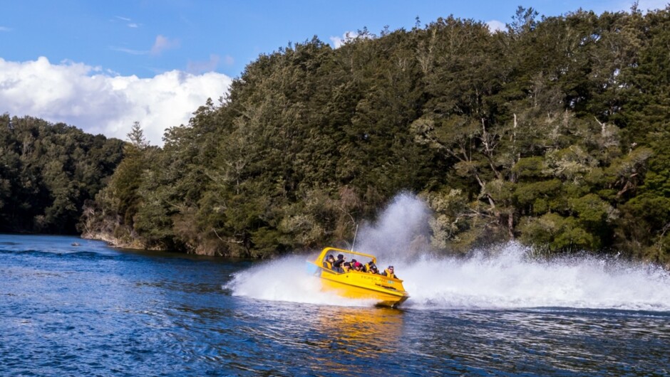 Experience a thrilling jet boat ride on the Waiau River