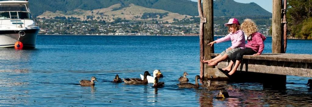 Feeding the ducks at Acacia Bay, Taupo