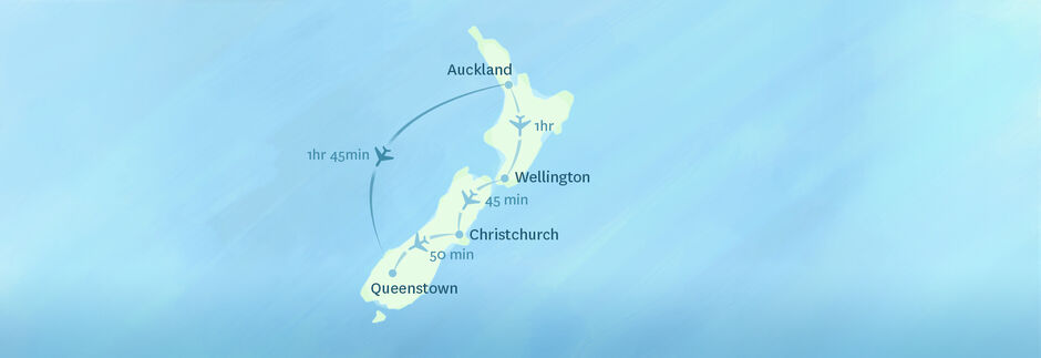 Domestic flights within New Zealand are all under 2 hours, making them a quick way to see the various parts of the country.