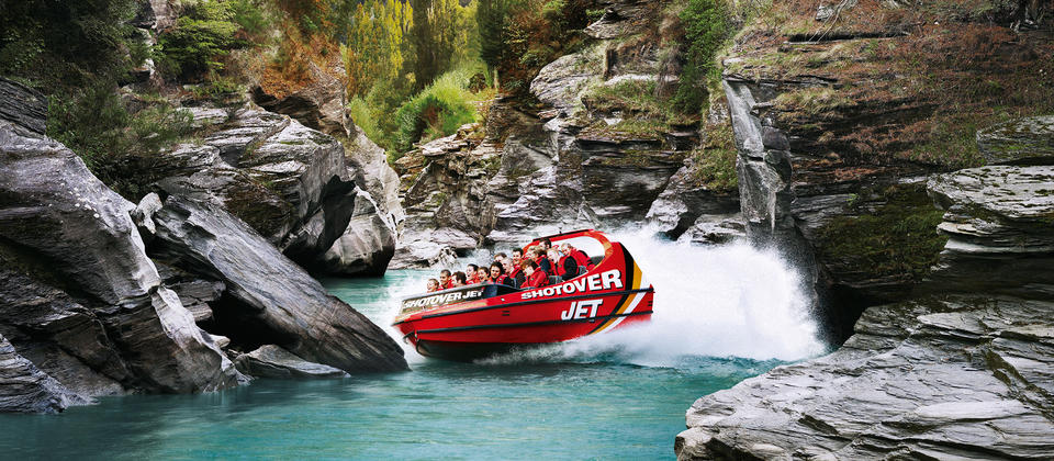 Experience a thrilling ride along the Shotover River in Queenstown.