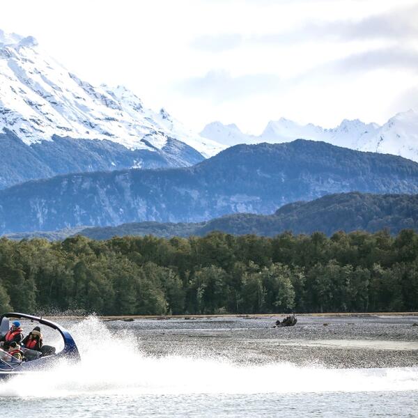 Combine adventure with a unique wilderness experience when you go jet boating on the Dart River in Mount Apsiring National Park.