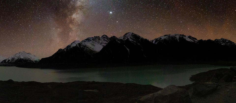 The Milky Way rising over Tasman Lake