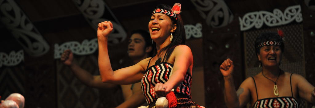 Singing and dancing are big parts of a Māori cultural performance.