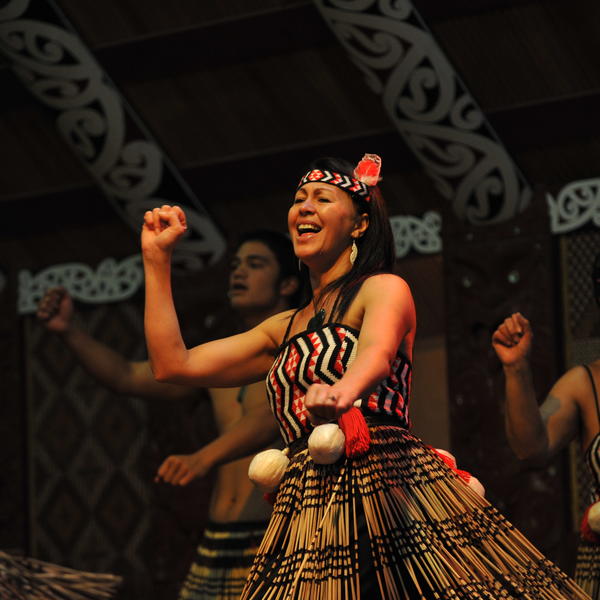 Singing and dancing are big parts of a Māori cultural performance.