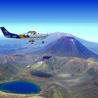 Flying over Tongariro National Park