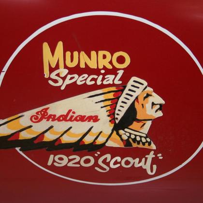 A view of the side of Burt Munro&#039;s motorcycle