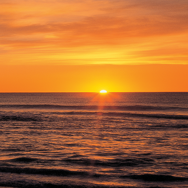 Sonnenaufgang am Wainui Beach, Gisborne.