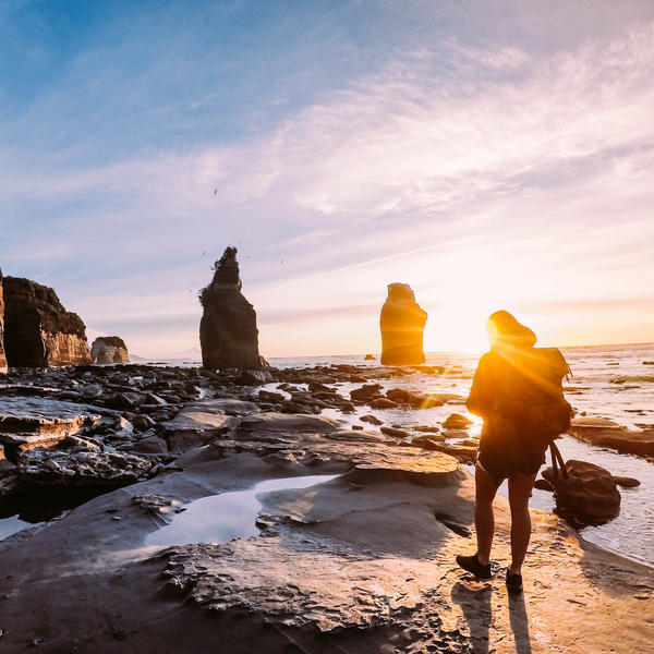 View of the Taranaki coastline looking down towards Elephant Rock.