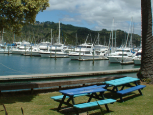 Whitianga is a small coastal town known for boating and fishing