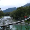 hanging bridge to blue lakes close to Haast Pass and Lake Wanaka north end
