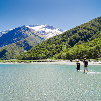 Hiking by the Matukituki River, in Mt Aspiring National Park near Wānaka