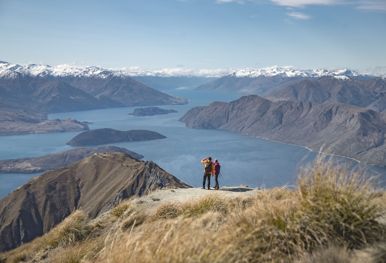 ワナカ湖の素晴らしいパノラマ風景を見渡せるロイズ・ピークは、南島ならではの景観美を満喫できる場所です。