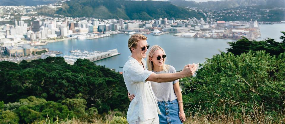 Enjoy stunning city and harbour views from Mount Victoria in Wellington.
