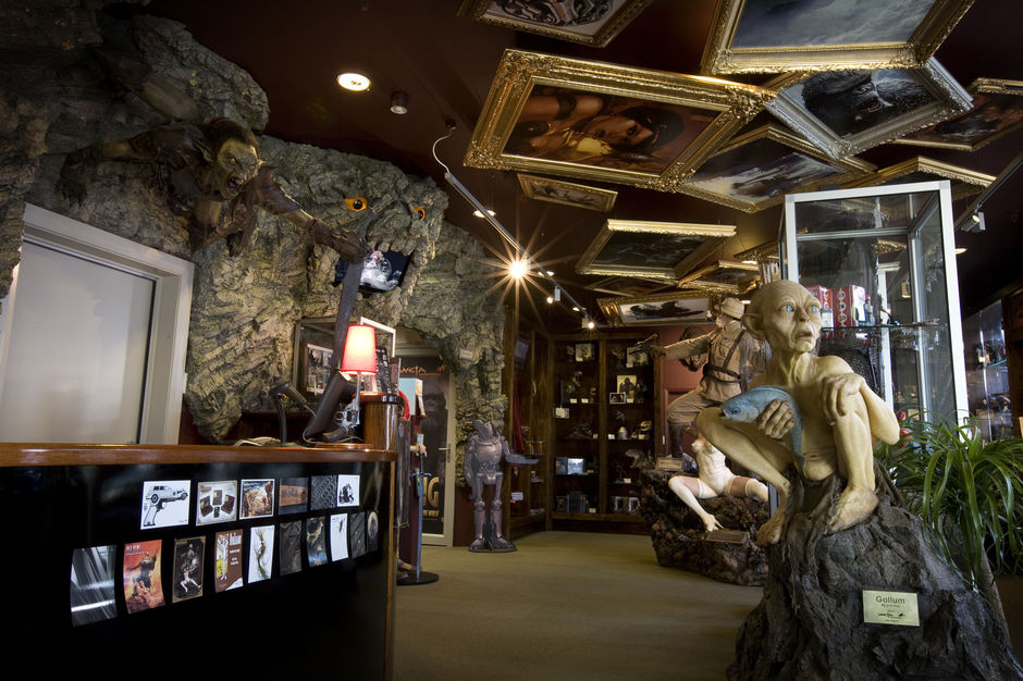 Film buffs will love the opportunity to buy memorabilia from the Wētā Cave.