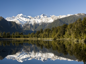 On a clear day the reflections at Lake Matheson are spectacular.