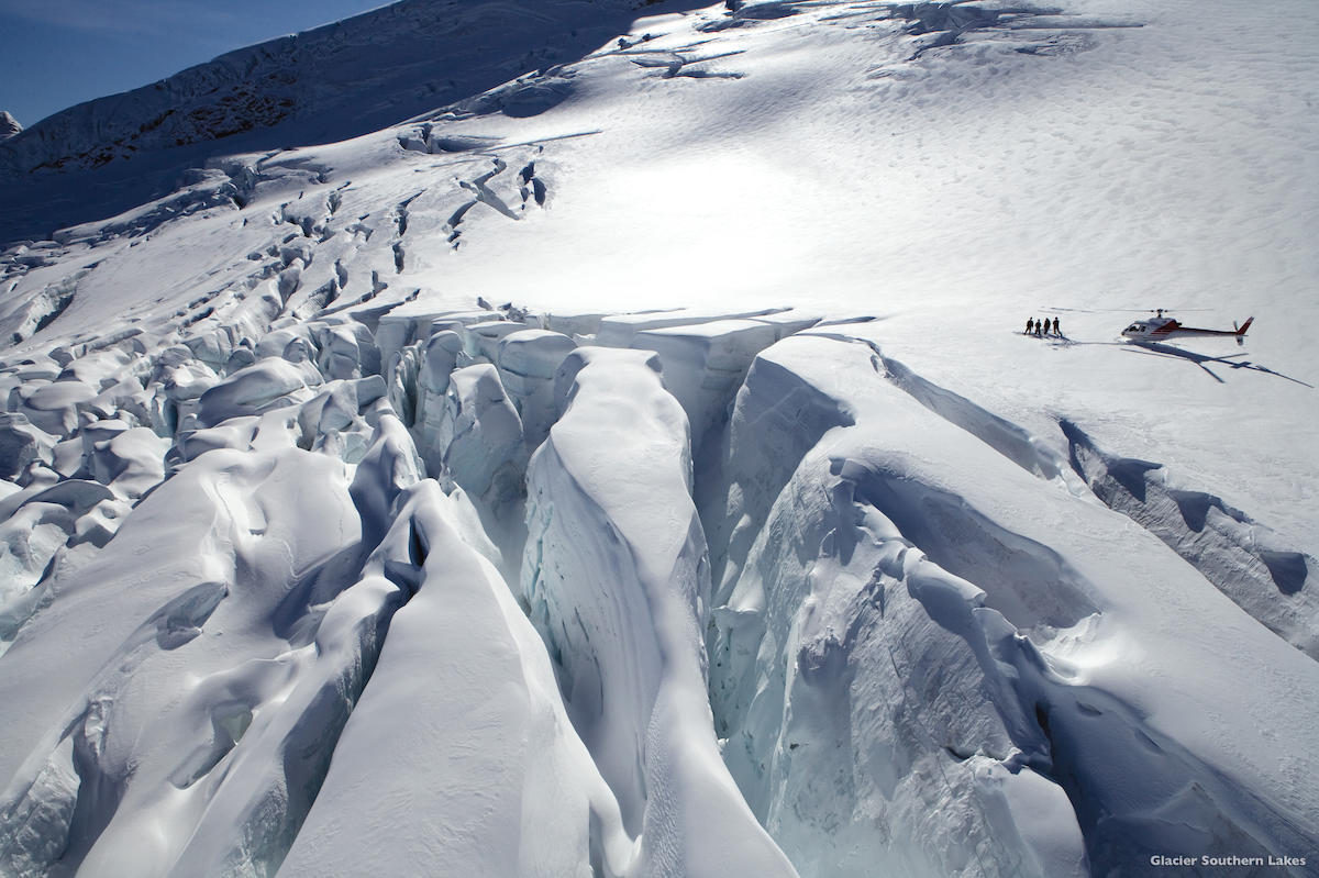 Glacier heli flight