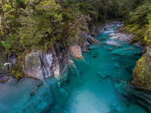 The Blue Pools at Haast Pass are just a short walk off the Haast - Wanaka highway.