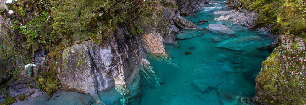The Blue Pools at Haast Pass are just a short walk off the Haast - Wanaka highway.