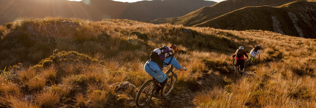 Riding the Croesus Track at sunset