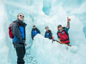 Exploring ice caves.