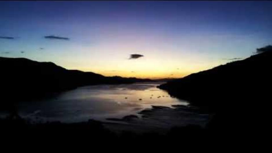 Time lapse video of the sun rising over the Queen Charlotte Sound