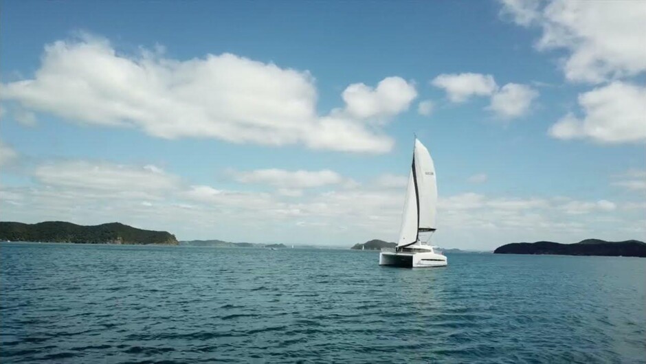 Silver Wave Yacht Charters sailing through the Bay of Islands, New Zealand