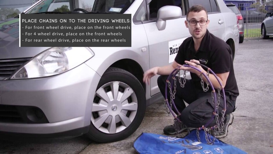 How to fit snow chains when renting a car in Dunedin, New Zealand