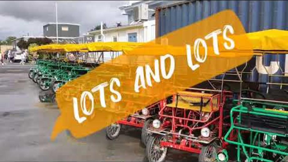 Check out all the different types of pedal powered vehicles we have available to ride around the boutique wine village of Martinborough. Bring all your friends, we have enough seats for over 650 riders.