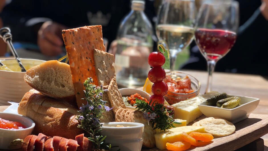 Enjoy cheese and wine at Gibbston.