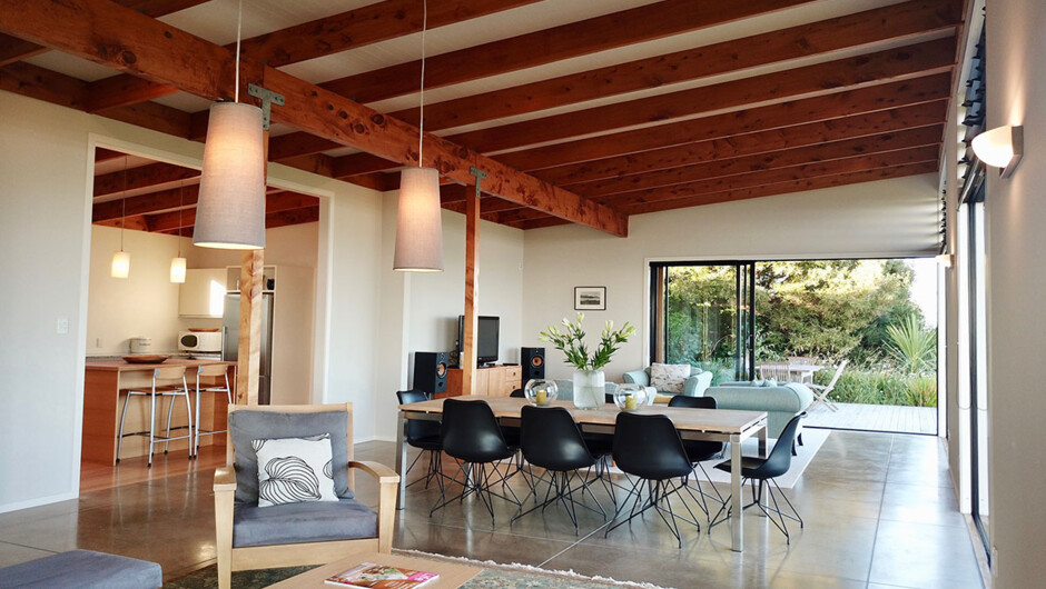 Large living areas in the western wing of Te Kahu.