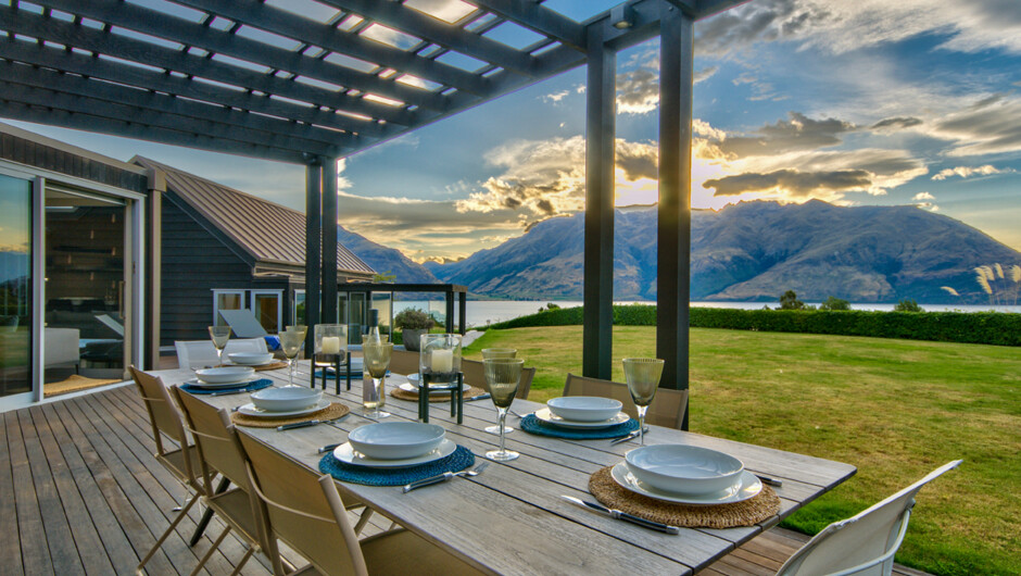 Outdoor dining at sunset
