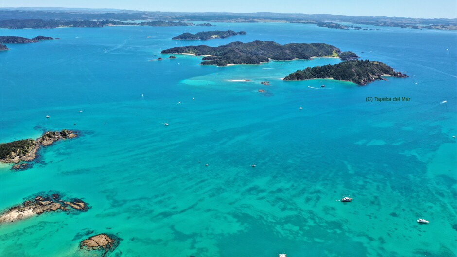 Sub tropical Bay of Islands with Tapeka in the background. Over 140 Islands and a must see region of New Zealand