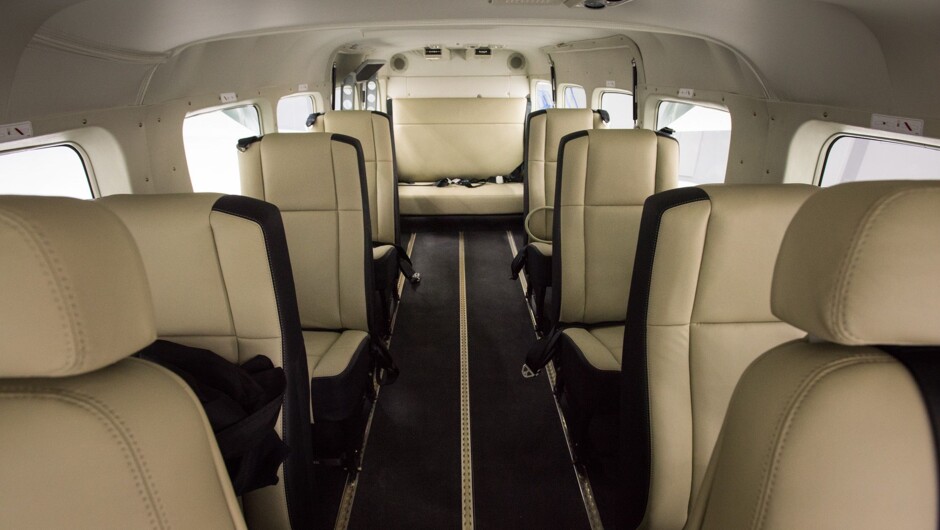 Interior leather seating of Cessna Caravan