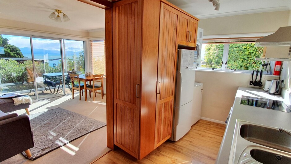 Fully equipped kitchen and living