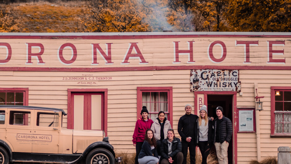 Group shot at the iconic Cardrona Hotel