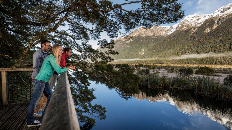 Enjoy scenic stops and short walks on the road to Milford