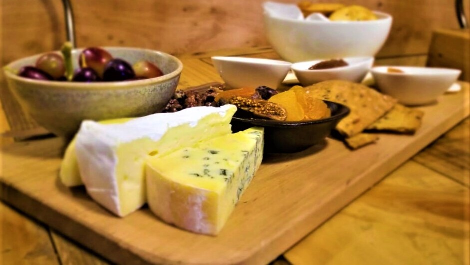 Sumptuous cheeseboard to accompany a wine tasting.