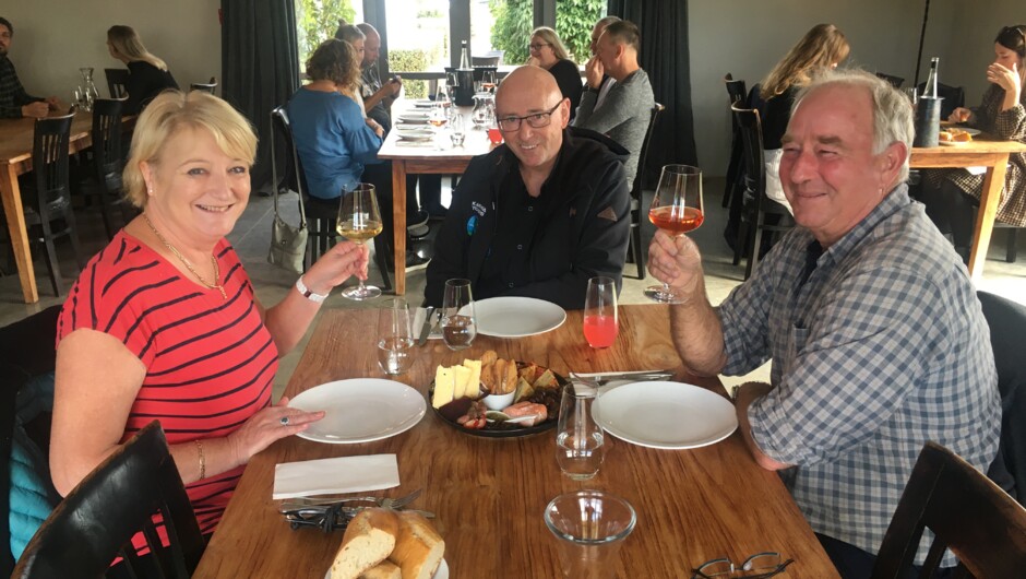 Enjoying the famous platter lunch at Poppies Martinborough.